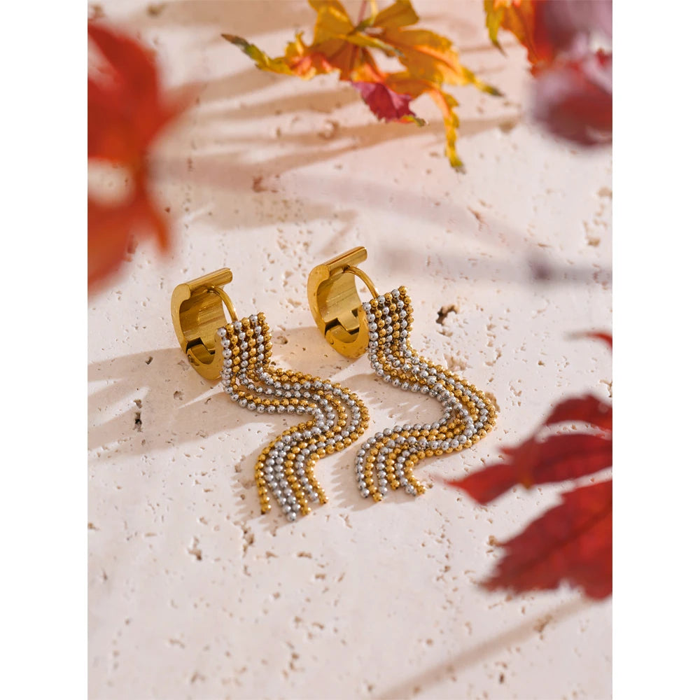 Solène Gold Tassel Huggie Earrings