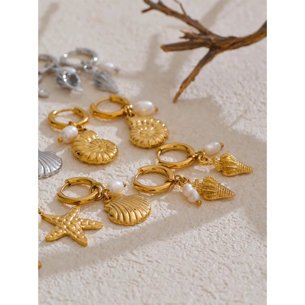 Marine Charm Hoop Earrings