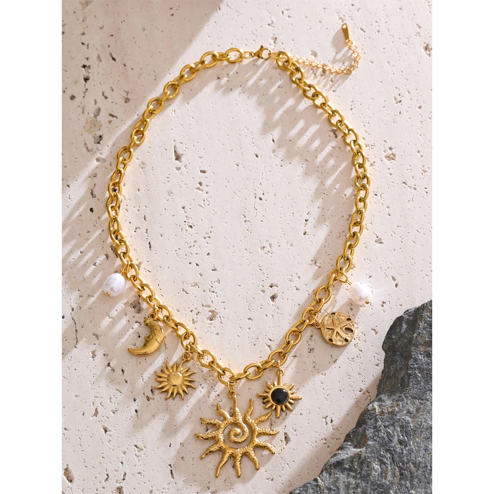 Solstice Gold Charm Necklace