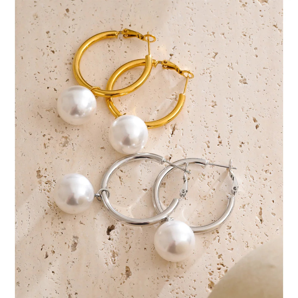 Vivienne Pearl Accent Hoop Earrings