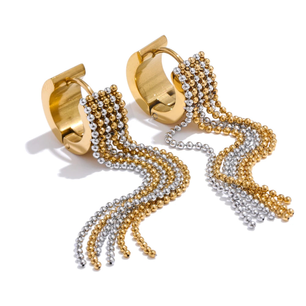 Solène Gold Tassel Huggie Earrings