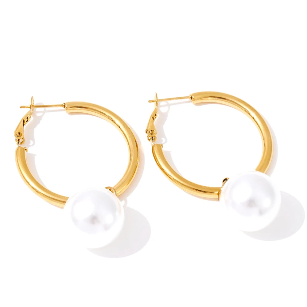 Vivienne Pearl Accent Hoop Earrings