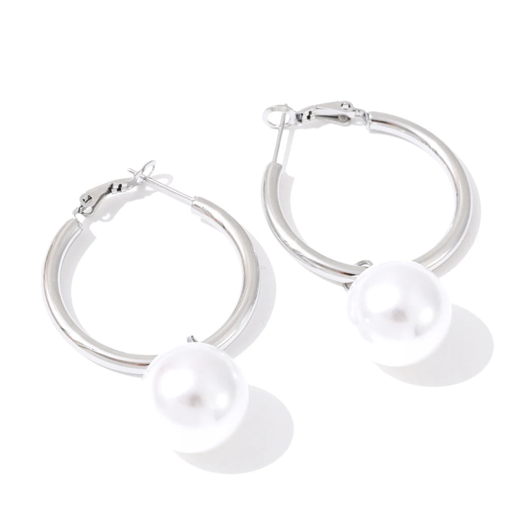 Vivienne Pearl Accent Hoop Earrings