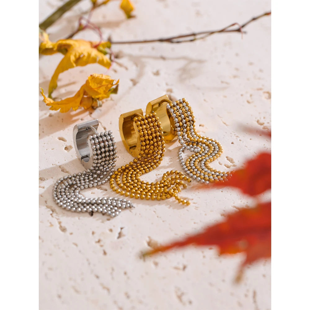 Solène Gold Tassel Huggie Earrings