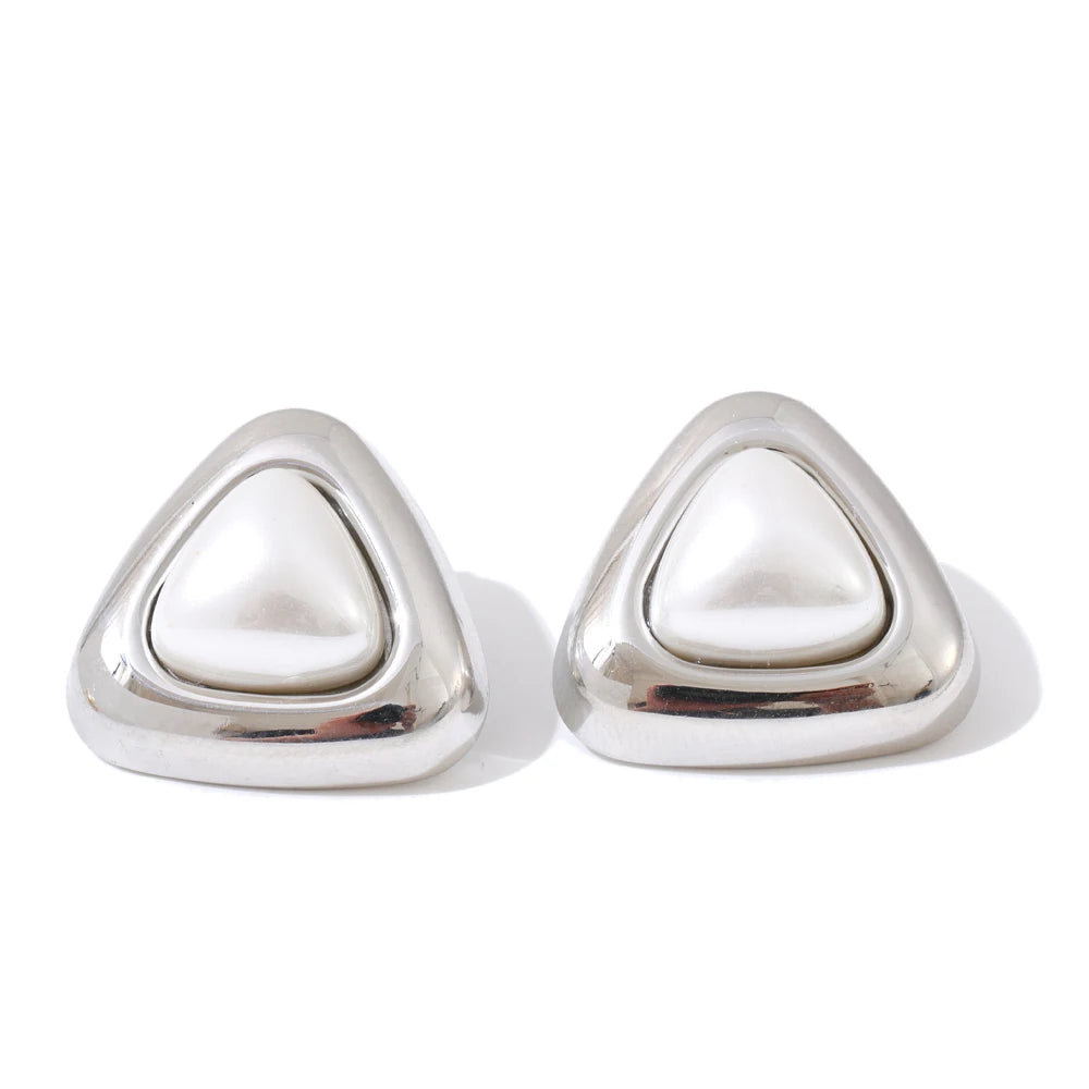 Margot Triangle Pearl Stud Earrings
