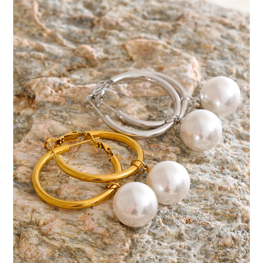 Vivienne Pearl Accent Hoop Earrings