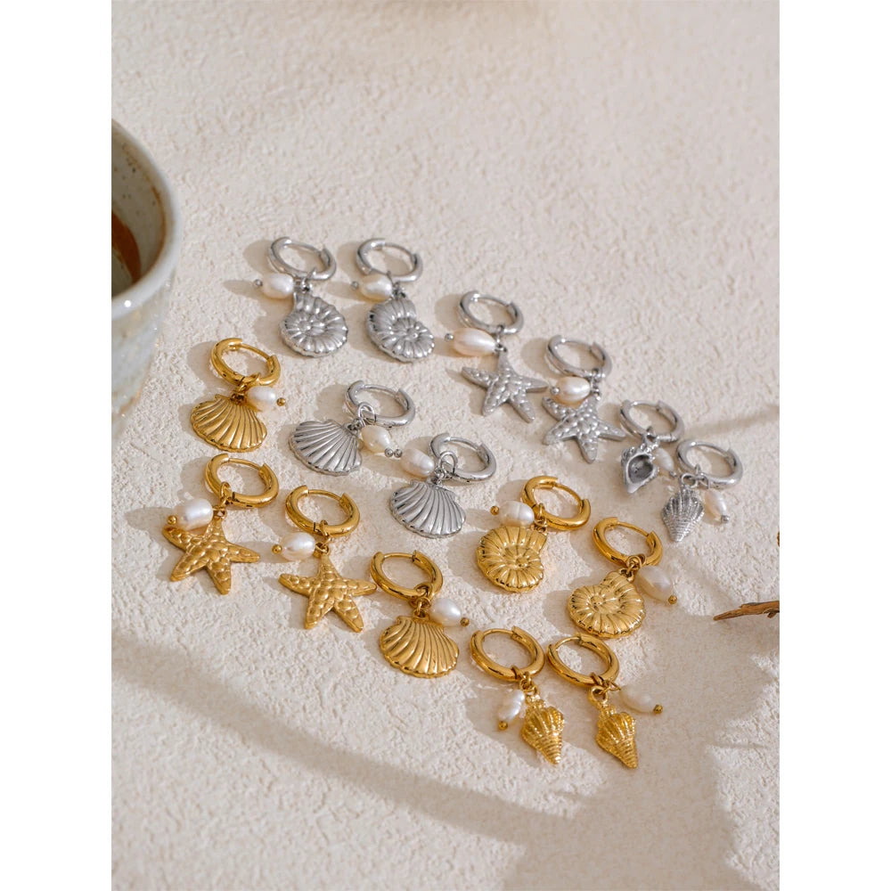 Marine Charm Hoop Earrings