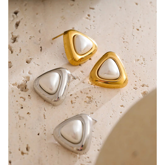Margot Triangle Pearl Stud Earrings