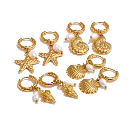 Marine Charm Hoop Earrings