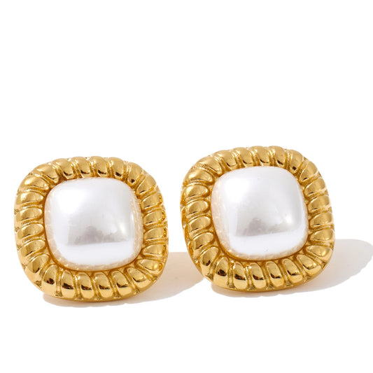 Bianca Cushion Pearl Stud Earrings