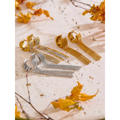 Solène Gold Tassel Huggie Earrings