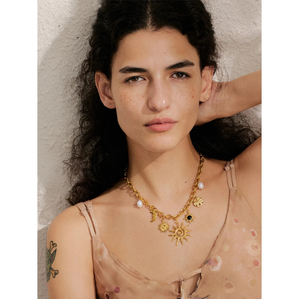 Solstice Gold Charm Necklace