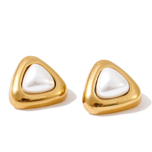 Margot Triangle Pearl Stud Earrings