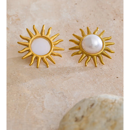 Soleil Pearl Sunburst Stud Earrings