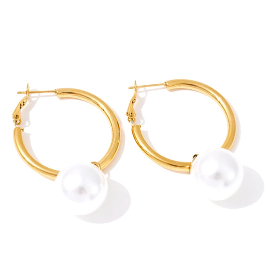 Vivienne Pearl Accent Hoop Earrings