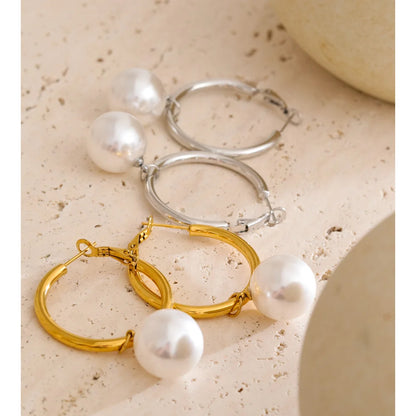 Vivienne Pearl Accent Hoop Earrings