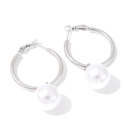 Vivienne Pearl Accent Hoop Earrings
