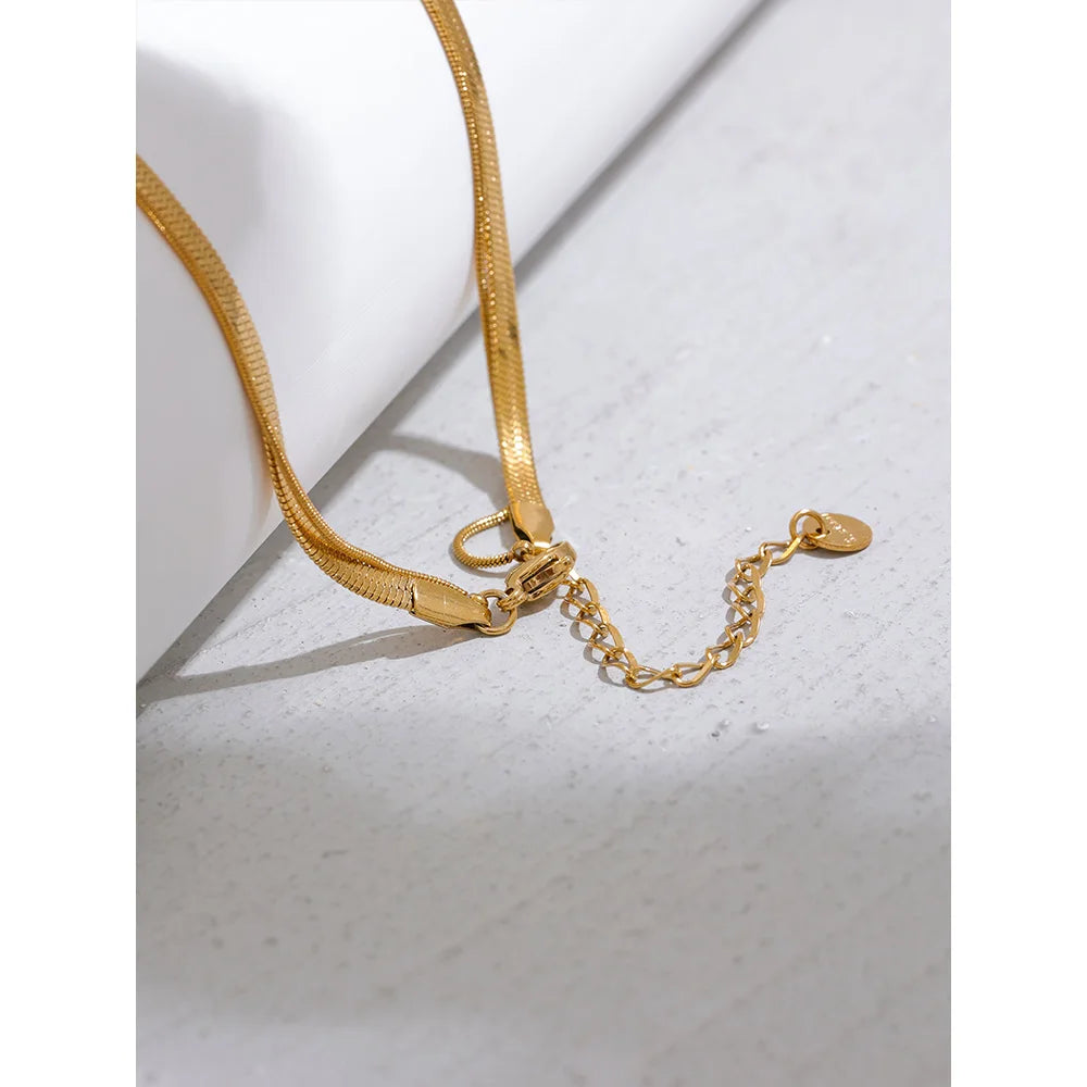 Aurelia Layered Herringbone & Egg Pendant Necklace