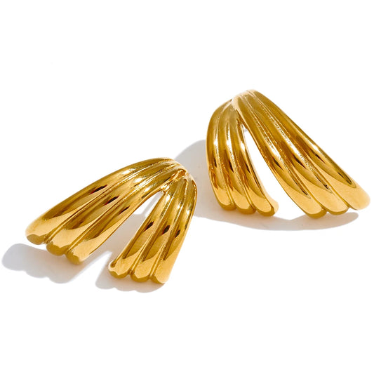 Nova Sculpted Wave Stud Earrings