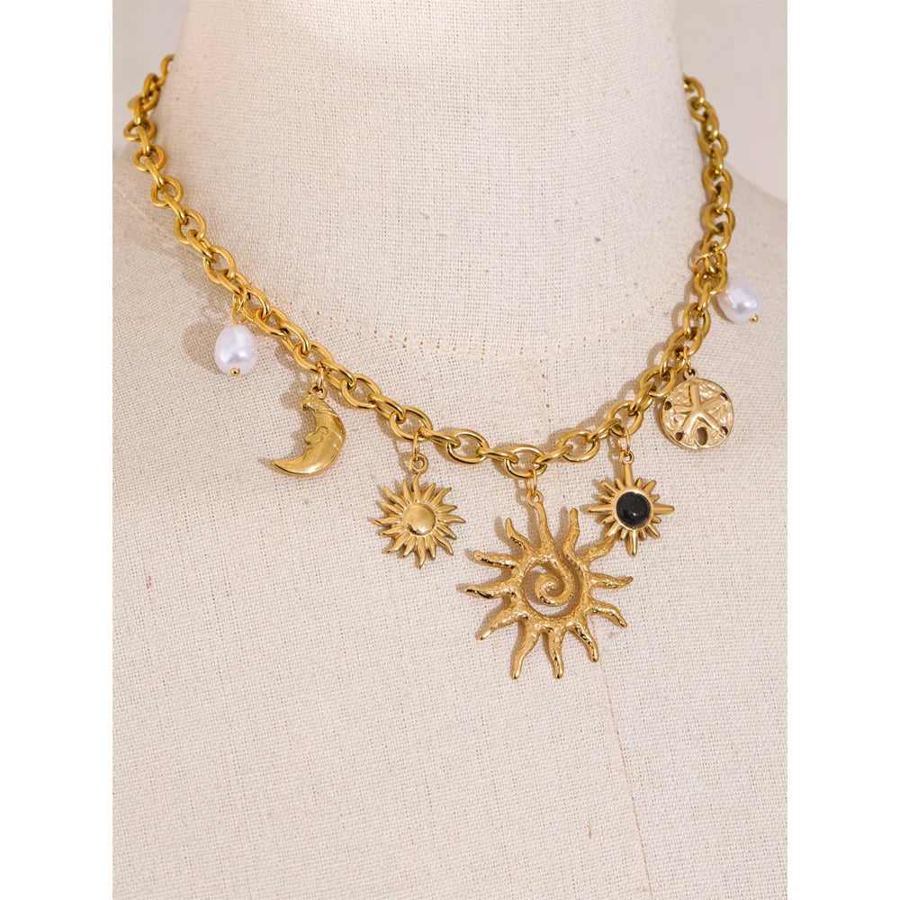Solstice Gold Charm Necklace