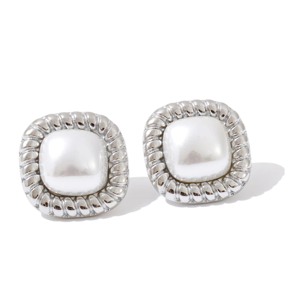 Bianca Cushion Pearl Stud Earrings