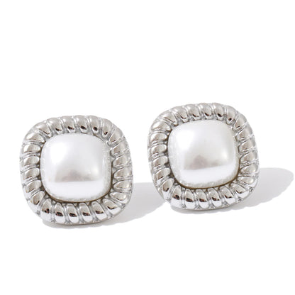 Bianca Cushion Pearl Stud Earrings