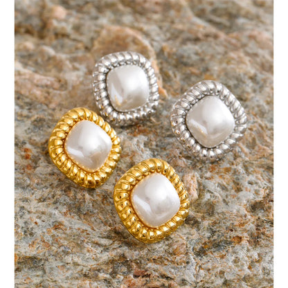 Bianca Cushion Pearl Stud Earrings