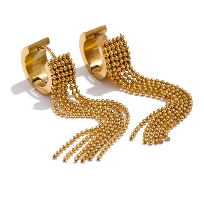 Solène Gold Tassel Huggie Earrings