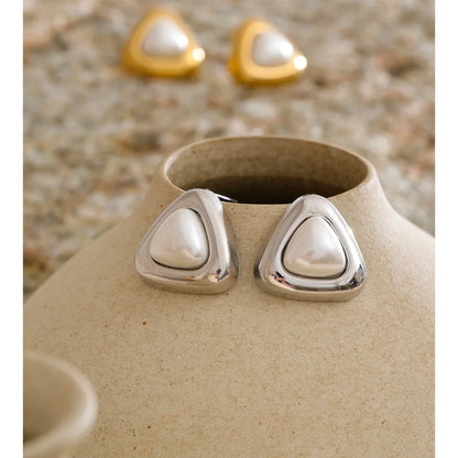 Margot Triangle Pearl Stud Earrings