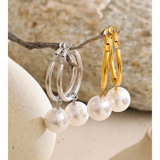Vivienne Pearl Accent Hoop Earrings