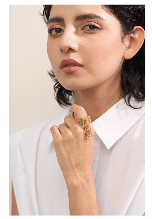 Seraphina Gold Tassel Ring
